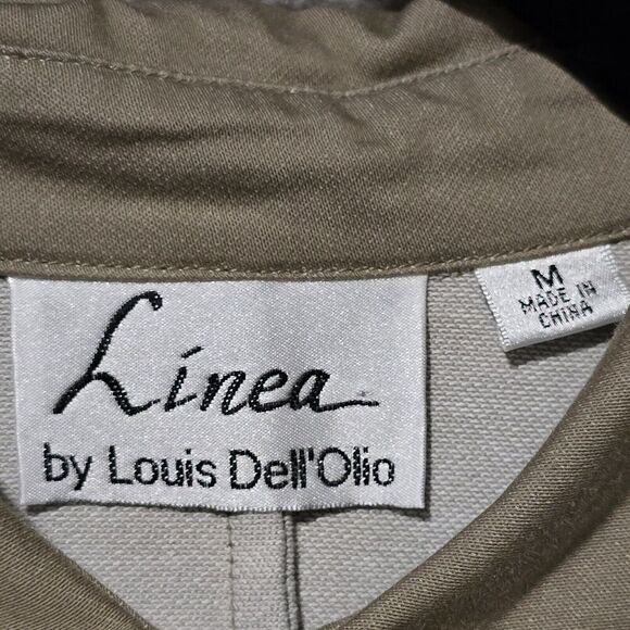 Linea Louis Dell'Olio Midi Shirt Dress Sz M Lace Up‎ Sleeve Pockets Office Siren - Picture 8 of 10